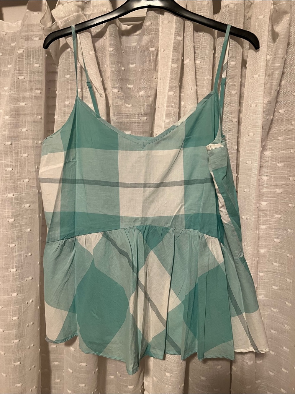 Old Navy Aqua and White Wide-Stripe Tank Top